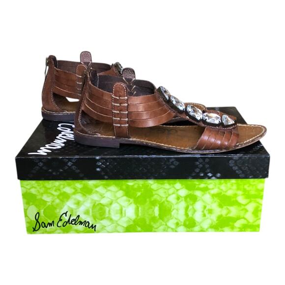 Sam Edelman Galina Coffee Bean Zip Back Leather Gladiator Sandals Womens Sz 7.5M - Picture 7 of 12